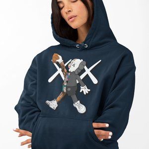 Navy Blue Unisex Hoodie Size Medium KAWS Jordan